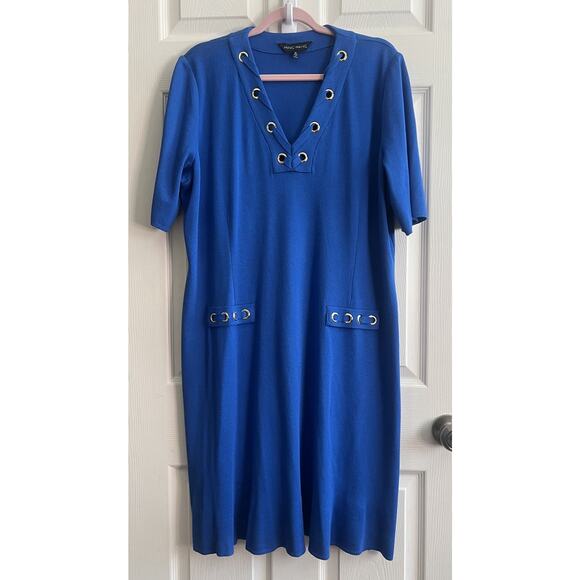 Ming Wang Dresses & Skirts - MING WANG Royal Blue Lace Grommet Soft Knit Sheath Dress